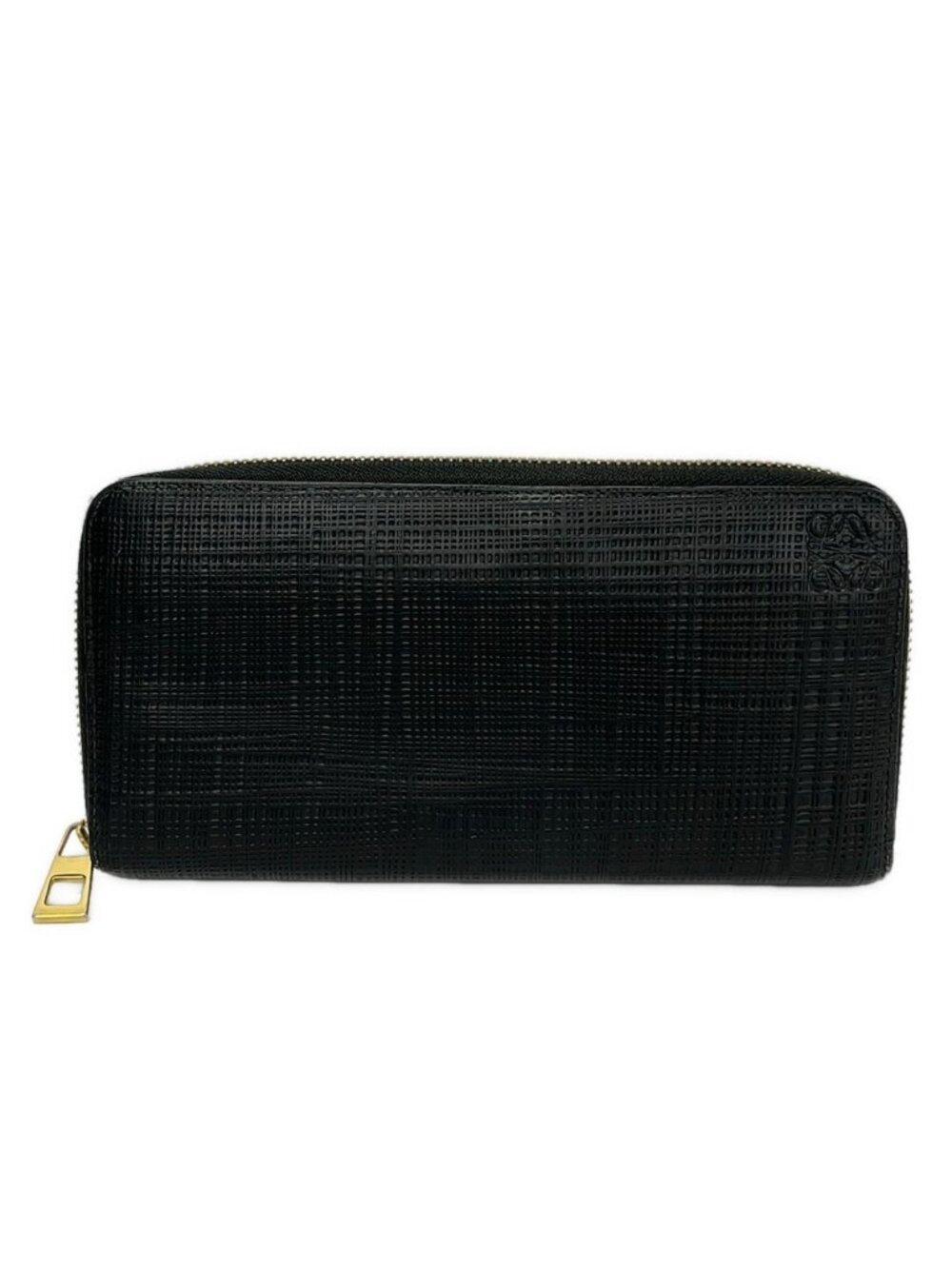 Loewe Wallet Black Zip Around Embossed Leather
